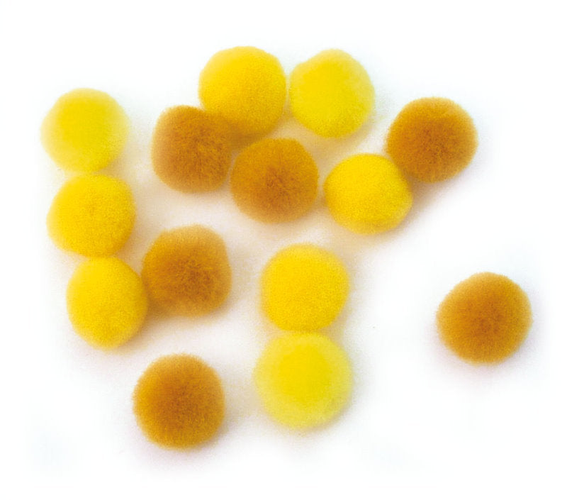 Pompons gelb sortiert 15mm 60 Stück
