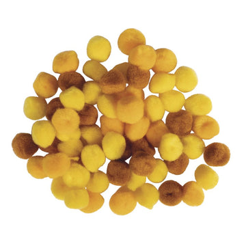 Pompons gelb sortiert 15mm 60 Stück