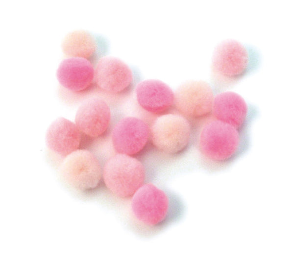 Pompons rosa sortiert 15mm 60 Stück