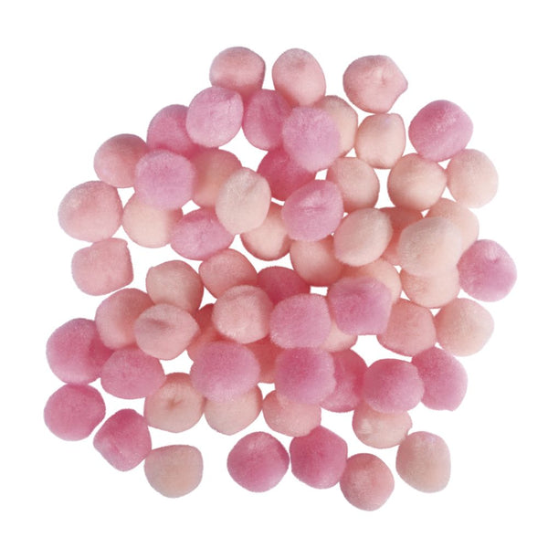 Pompons rosa sortiert 15mm 60 Stück