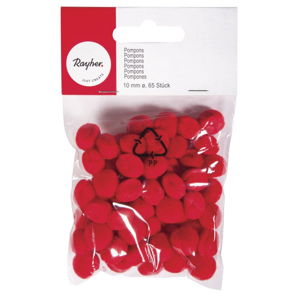 Pompons rot verschiedene Größen