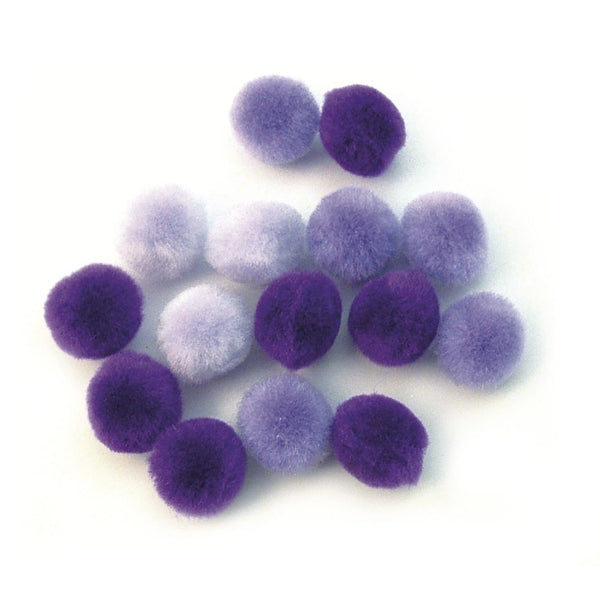 Pompons lila sortiert 15mm 60 Stück
