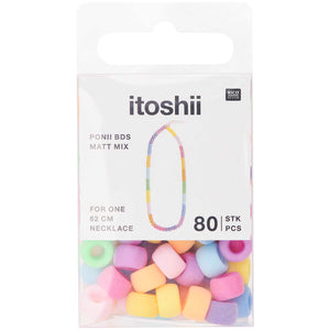 Ponii Beads Mix Acrylperlen bunt matt 9x6mm 80 Stück