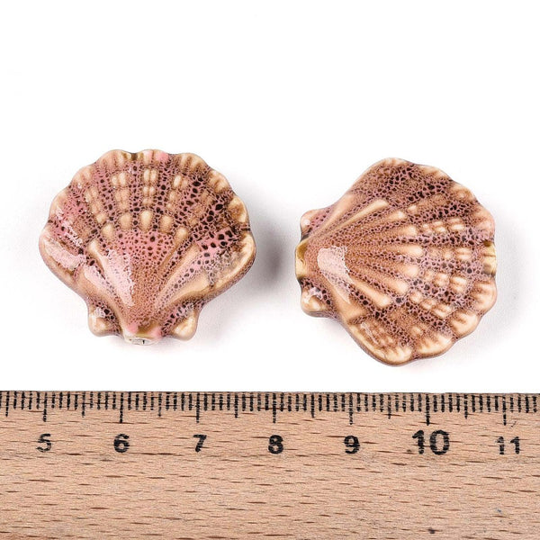 Porzellanperlen Muschelform antik glasiert 28mm 1 Stück