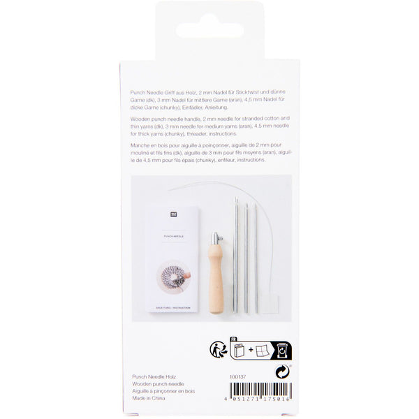 Punch Needle Holz Set inkl. 3 Nadelstärken (2mm, 3mm, 4,5mm) verstellbare Schlaufenlänge