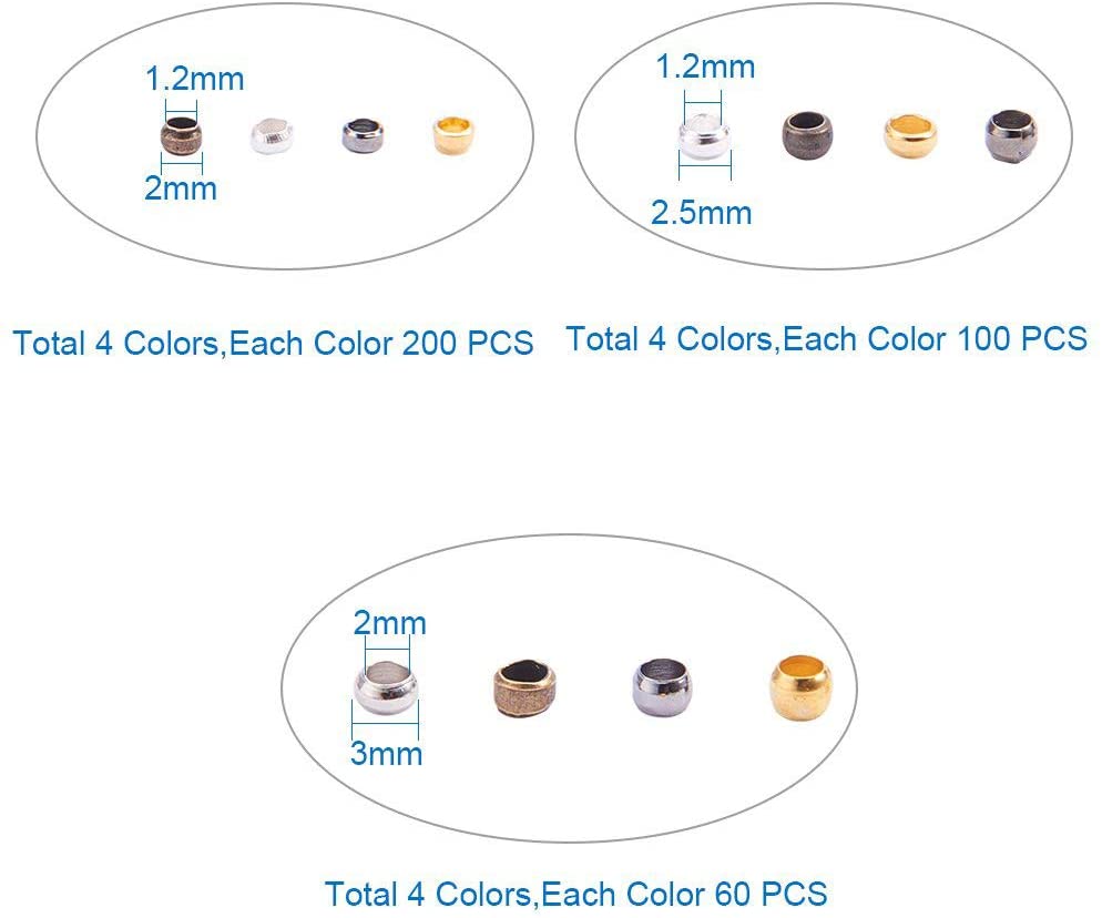 Quetschperlen-Set 2-3mm in 4 Farben 1440 Stück