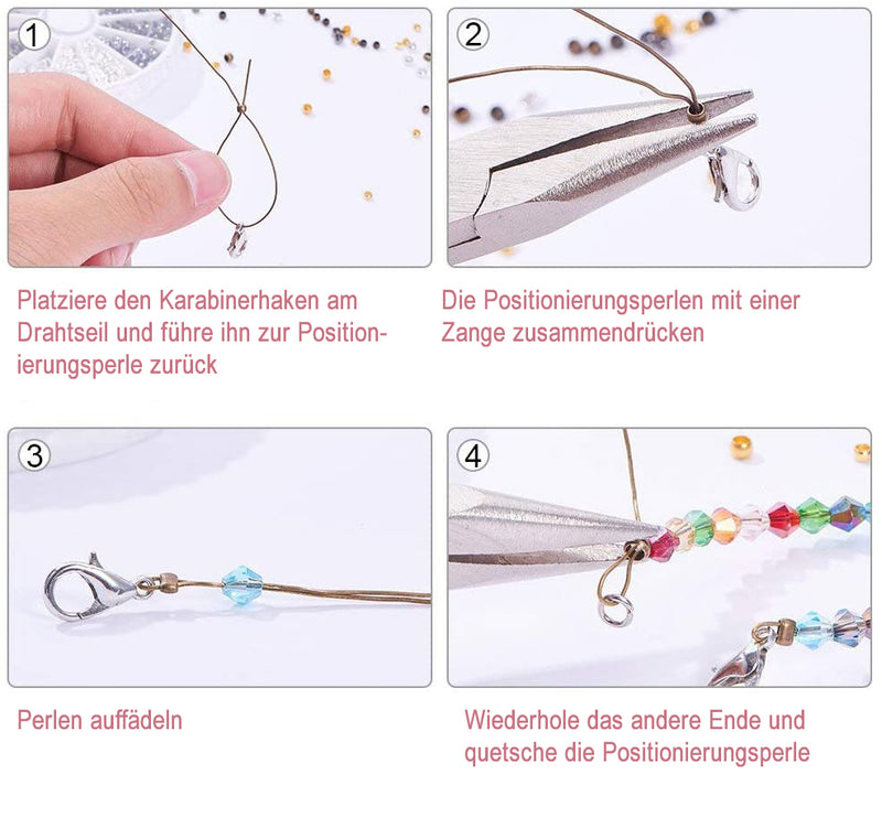 Quetschperlen-Set 2-3mm in 4 Farben 1440 Stück