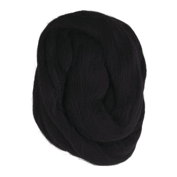 Reine Schurwolle schwarz Kammzug Beutel 50g