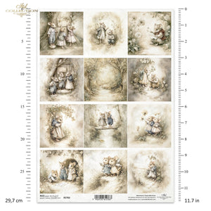 Reispapier Vintage Maus-Familie A4 210x297mm 30-35g/m² 1 Bogen