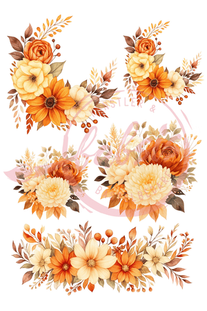 Reispapier Blumen- Bouquet herbstlich A4 25-30g/m² 1 Bogen