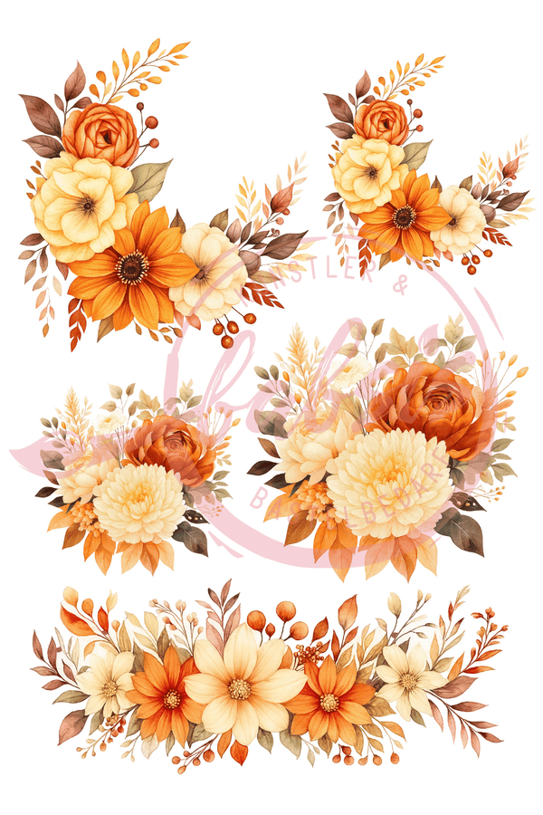 Reispapier Blumen- Bouquet herbstlich A4 25-30g/m² 1 Bogen
