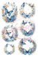 Reispapier Blumen und Schmetterlings-Bouquet A4 25-30g/m² 1 Bogen