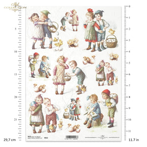 Reispapier Decoupage A4 Nostalgiekinder Pärchen Ostern 25-30g/m2 1 Bogen