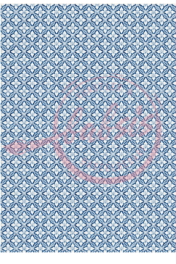 Reispapier Decoupage Fliesenmuster blau weiß A4 25-30g/m² 1 Bogen