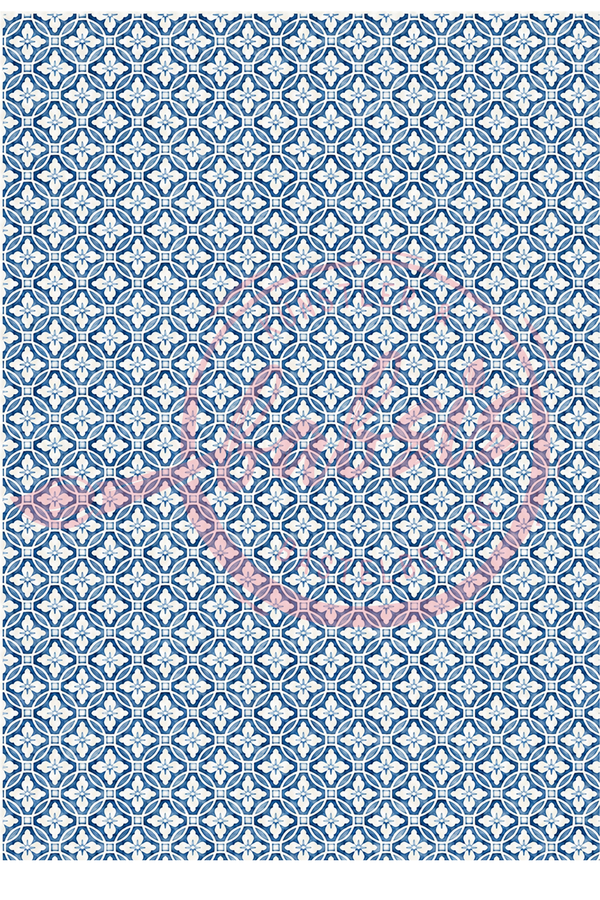 Reispapier Decoupage Fliesenmuster blau weiß A4 25-30g/m² 1 Bogen