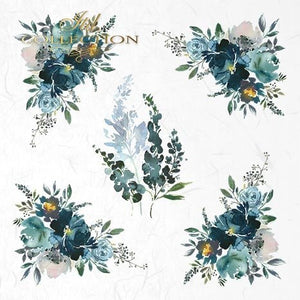 Reispapier Découpage Floral blaue Blumen Reispapier 6 Blögen á 14,8x14,8cm