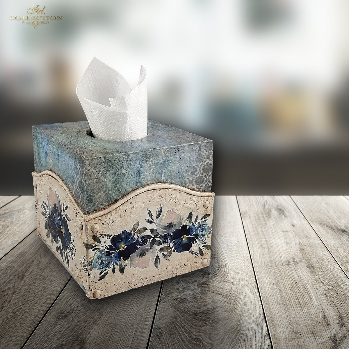 Reispapier Découpage Floral blaue Blumen Reispapier 6 Blögen á 14,8x14,8cm