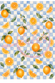 Reispapier Decoupage Oranges all over blau kariert A4 25-30g/m² 1 Bogen