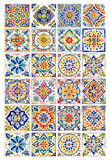Reispapier Decoupage Tiles Pattern Ornamente A4 25-30g/m² 1 Bogen