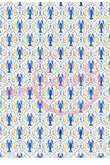 Reispapier Decoupage blauer Hummer Hintergrund Pattern A4 25-30g/m² 1 Bogen