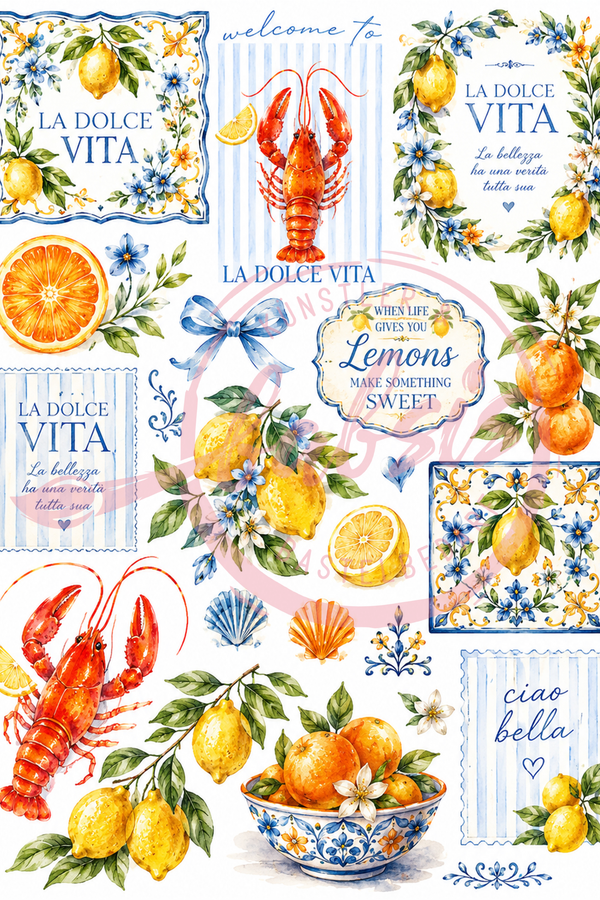 Reispapier Decoupage mediterraner Sommer A4 25-30g/m² 1 Bogen