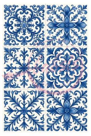 Reispapier Klassische Azulejo-Ornamente A4 25-30g/m² 1 Bogen