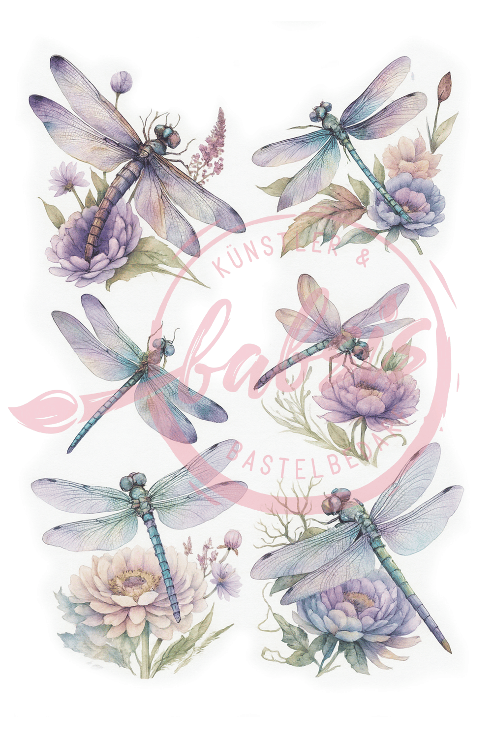 Reispapier Libelle lila A4 25-30g/m² 1 Bogen