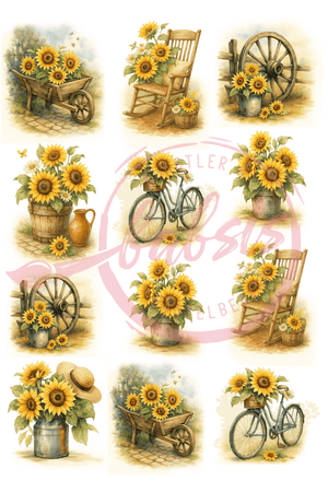Reispapier Sonnenblumen A4 25-30g/m² 1 Bogen