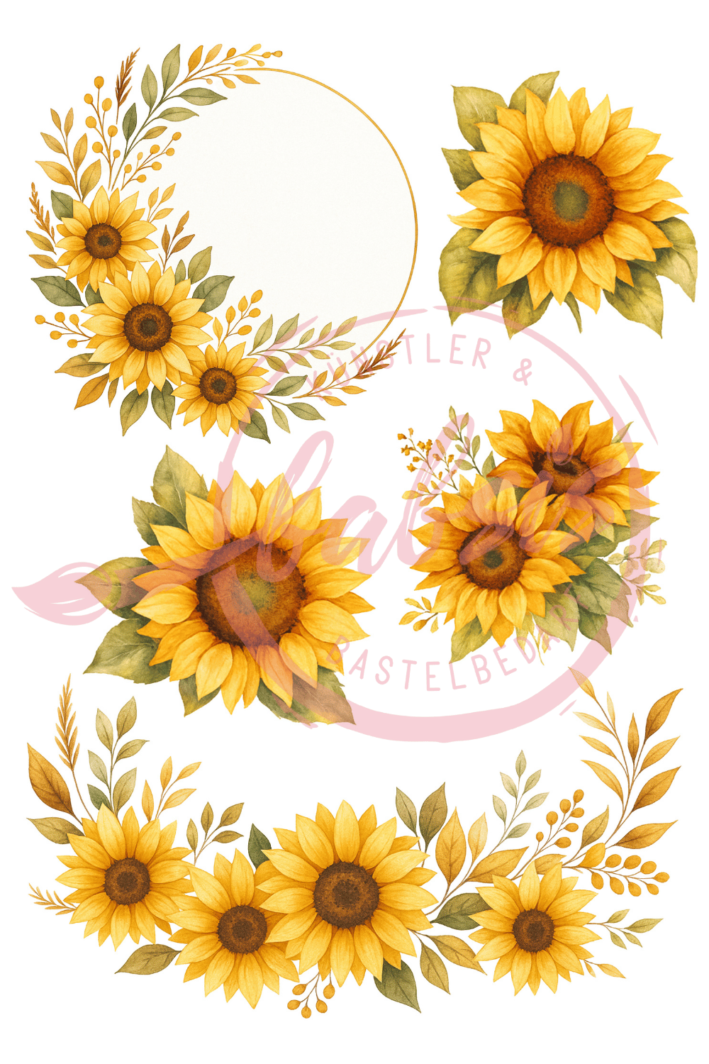 Reispapier Sonnenblumen Bouquet A4 25-30g/m² 1 Bogen