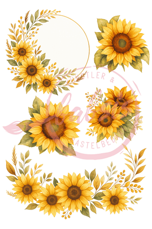 Reispapier Sonnenblumen Bouquet A4 25-30g/m² 1 Bogen