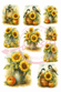 Reispapier Sonnenblumen mit Vögelchen A4 25-30g/m² 1 Bogen