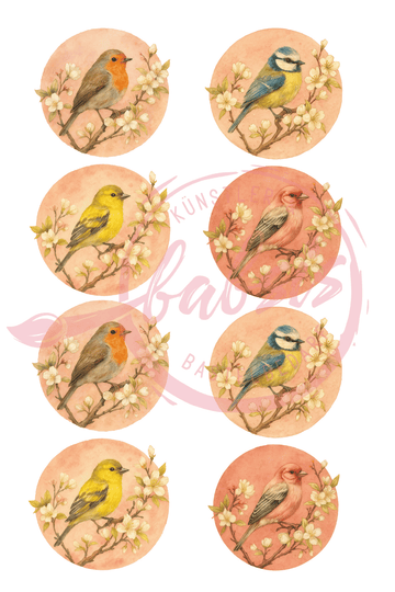 Reispapier Vögel auf Kirschzweig A4 25-30g/m² 1 Bogen