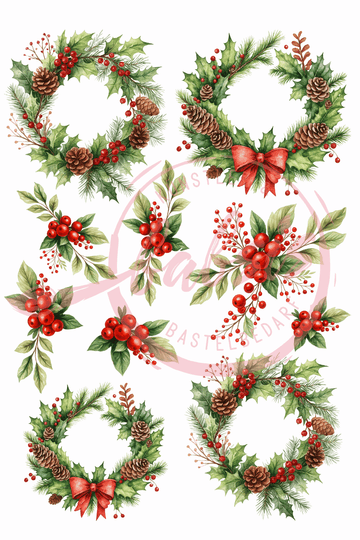 Reispapier Weihnachts-Bouquet A4 25-30g/m² 1 Bogen
