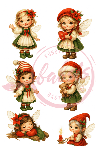 Reispapier Weihnachtswichtel Mädchen A4 25-30g/m² 1 Bogen