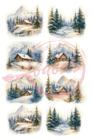 Reispapier Winterlandschaft alpin A4 25-30g/m² 1 Bogen