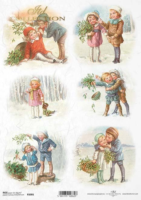 Reispapier Winter Vintage Decoupagepapier Reispapier 25-30g/m2 pro Stück