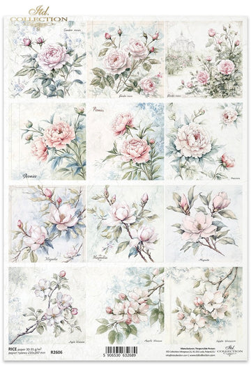 Reispapier Frühlingsblüten für Serviettentechnik und Decoupage A4 30-35g/m²