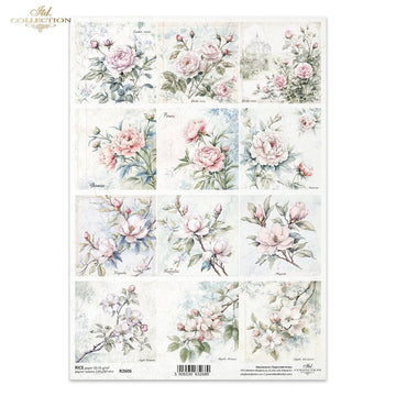 Reispapier Frühlingsblüten für Serviettentechnik und Decoupage A4 30-35g/m²
