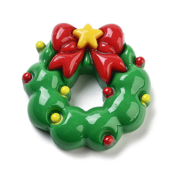 Resin Weihnachtskranz Cabochon grün 40x40x12,5mm 1 Stück