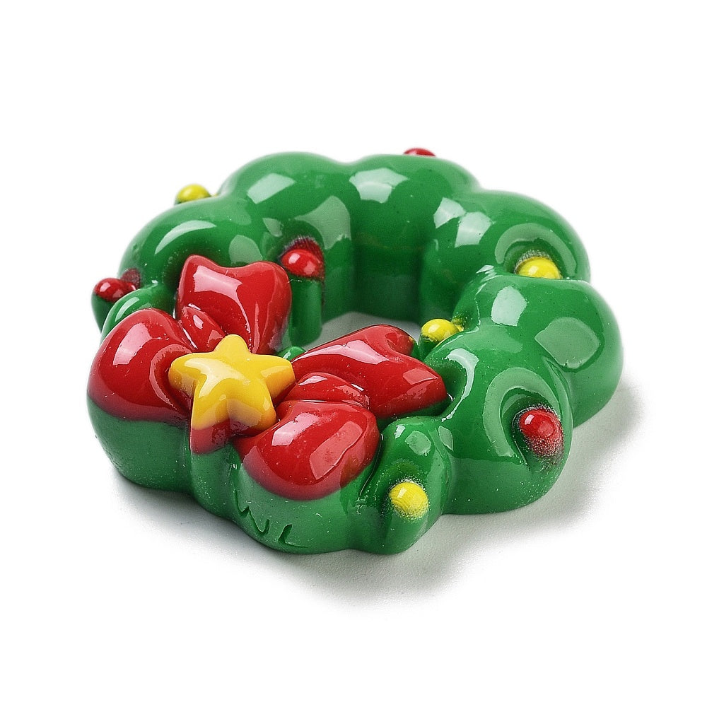 Resin Weihnachtskranz Cabochon grün 40x40x12,5mm 1 Stück