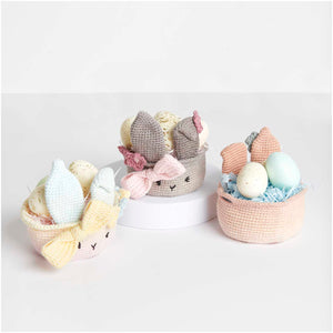 Häkelset Osterkörbchen Grau Ricorumi