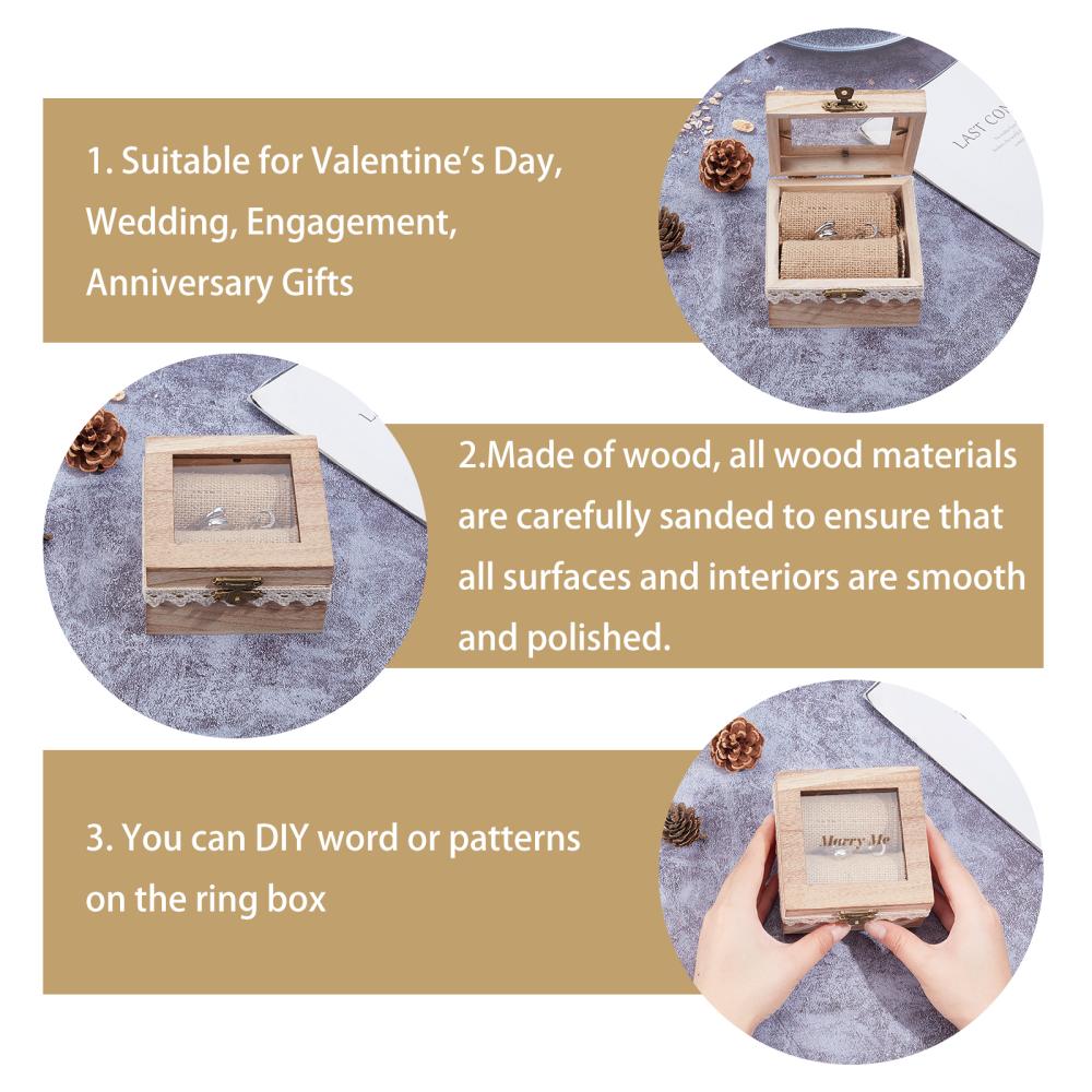Ringkissen Schatulle Rustikales Sackleinen 9,6x10,2x5,6cm