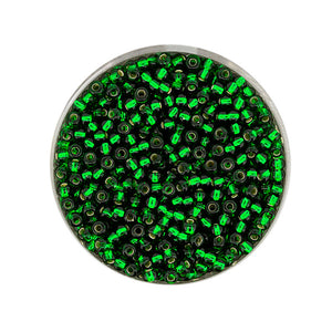 Rocailles Glasperlen dunkelgrün silbereinzug 2,6mm 17g/Dose