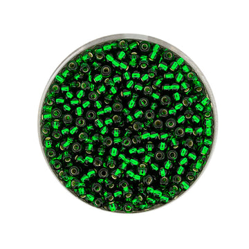 Rocailles Glasperlen dunkelgrün silbereinzug 2,6mm 17g/Dose