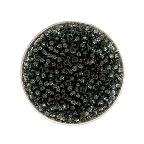 Rocailles Glasperlen grau transparent 2,6mm 17g/Dose