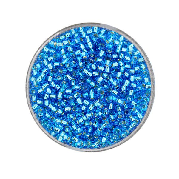 Rocailles Hellblau Silbereinzug 2,6mm, 17g/Dose Glasperlen