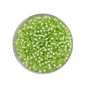 Rocailles Glasperlen hellgrün silbereinzug 2,6mm 17g/Dose