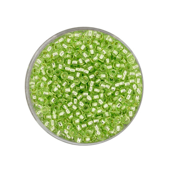 Rocailles Glasperlen hellgrün silbereinzug 2,6mm 17g/Dose