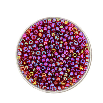 Rocailles Glasperlen irisierend dunkelrot transparent AB 2,6mm 17g/Dose