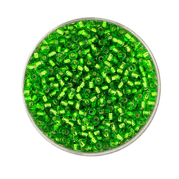 Rocailles Glasperlen lindgrün silbereinzug 2,6mm 17g/Dose